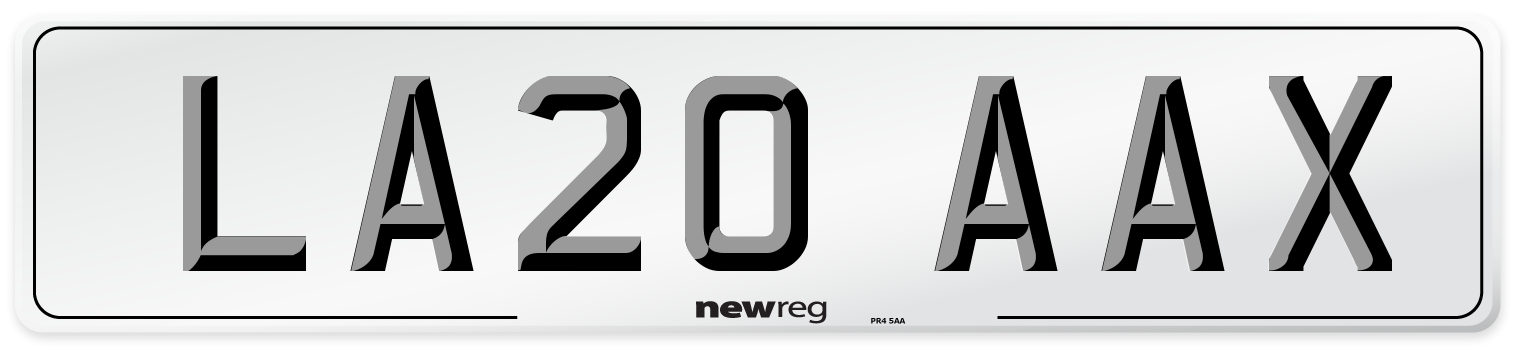 LA20 AAX Number Plate from New Reg